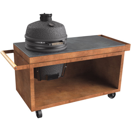 Table kamado Corten 150 PRO+ Ceramic Dark + Barbecue Kamado VX Large Solo ∅49 cm  - OFYR / THE BASTARD